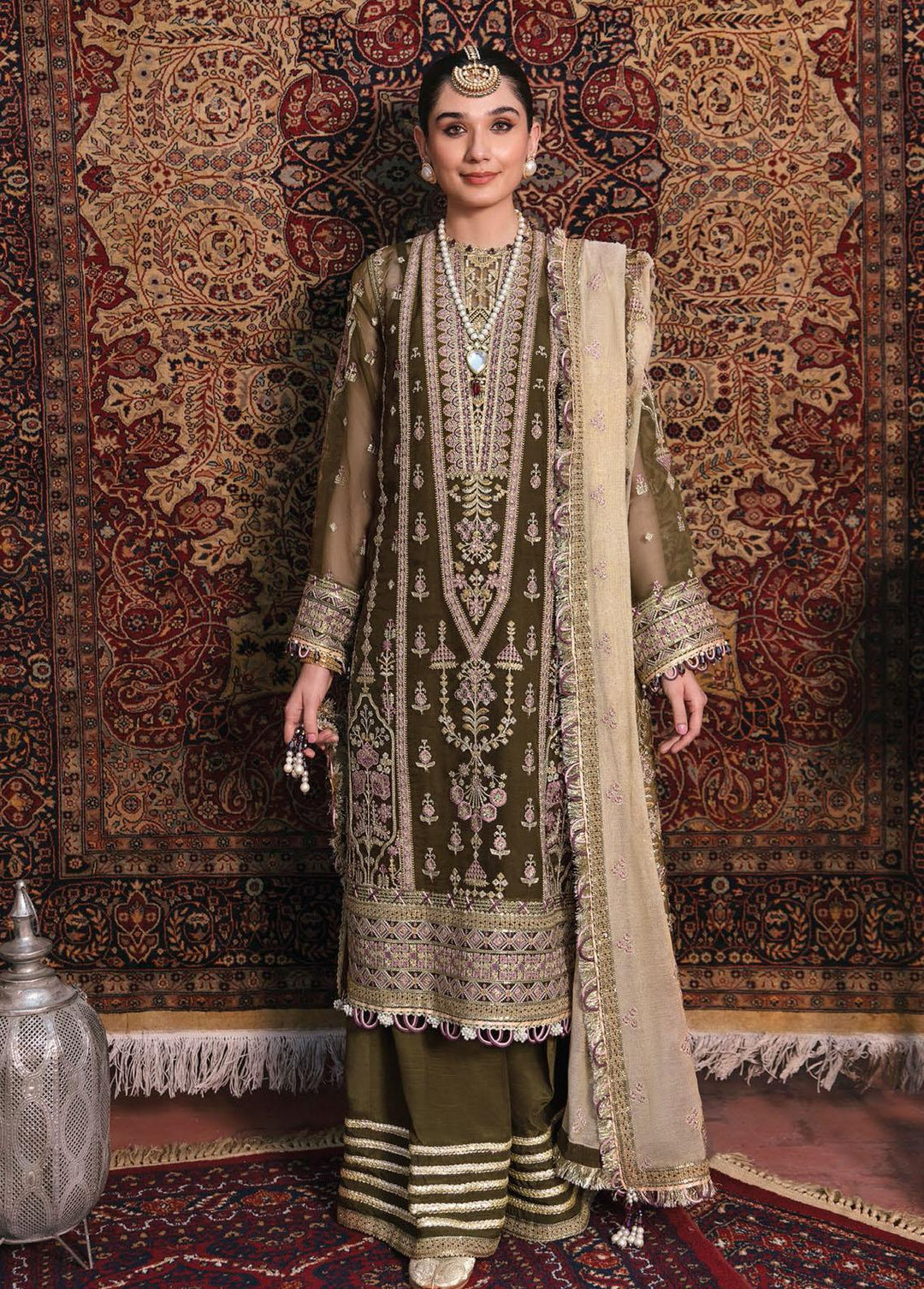Ayzel By Afrozeh Embroidered Chiffon Suits Unstitched 3 Piece AF22A Senjed - Luxury Collection