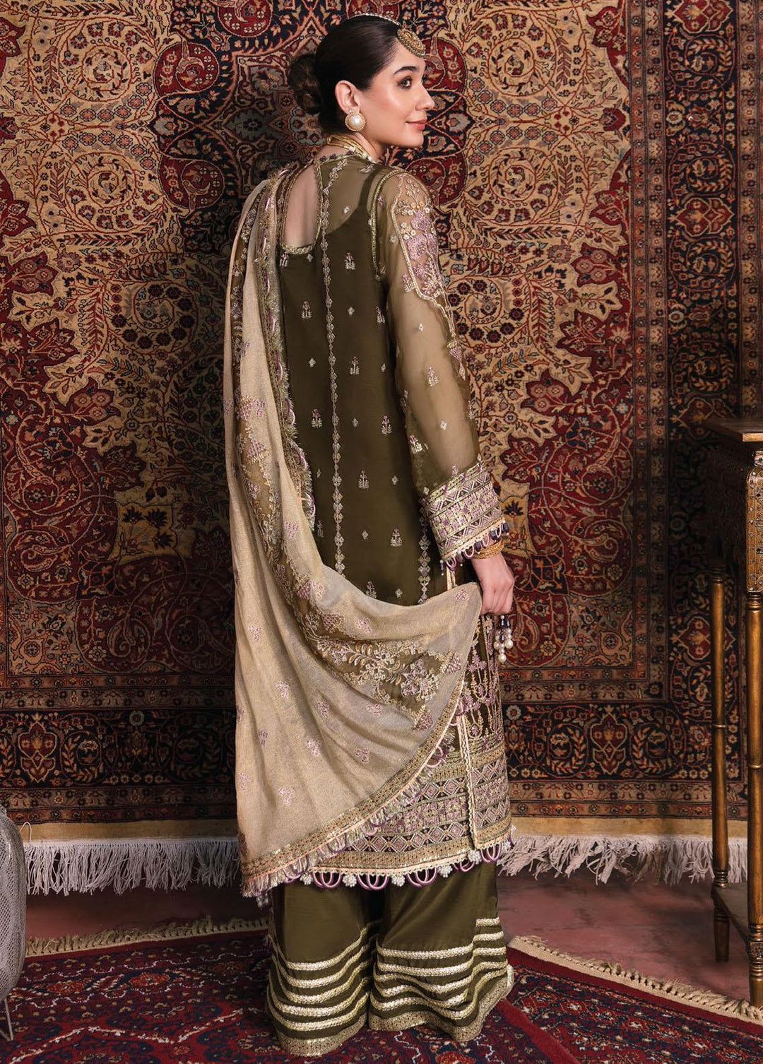 Ayzel By Afrozeh Embroidered Chiffon Suits Unstitched 3 Piece AF22A Senjed - Luxury Collection