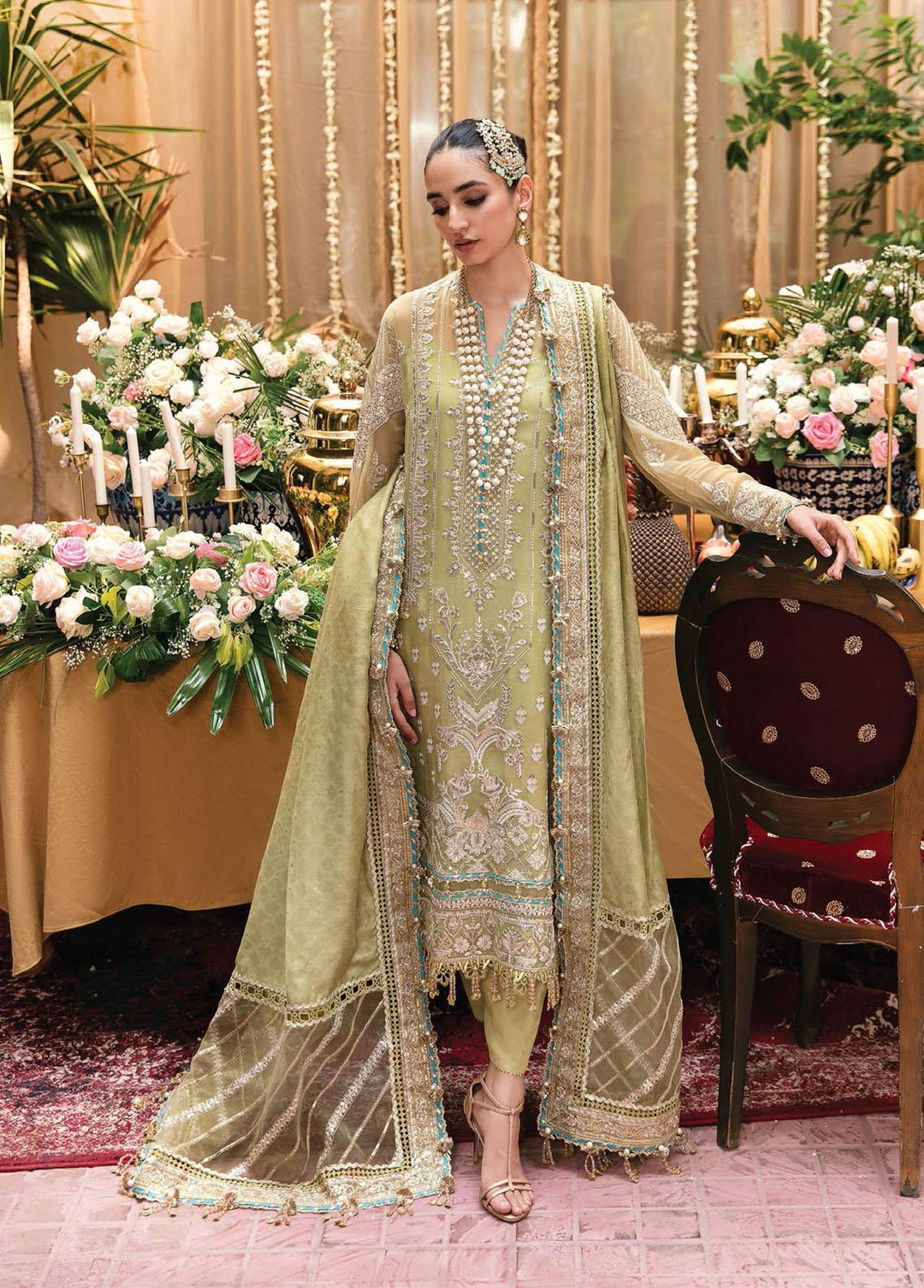 Ayzel By Afrozeh Embroidered Chiffon Suits Unstitched 3 Piece AF22A Shirini - Luxury Collection
