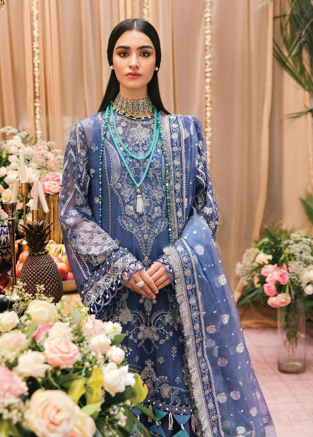 Ayzel By Afrozeh Embroidered Chiffon Suits Unstitched 3 Piece AF22A Sonbol - Luxury Collection