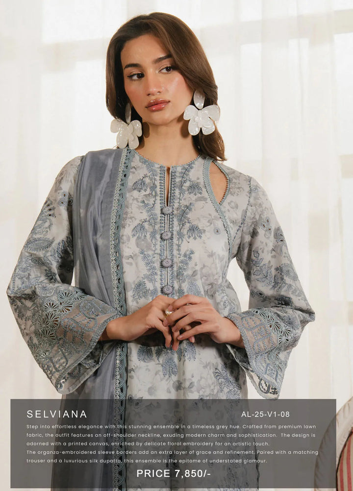 Ayzel by Afrozeh Printed Lawn Suits Unstitched 3 Piece AAF25AM D-08 Selviana - Summer Collection