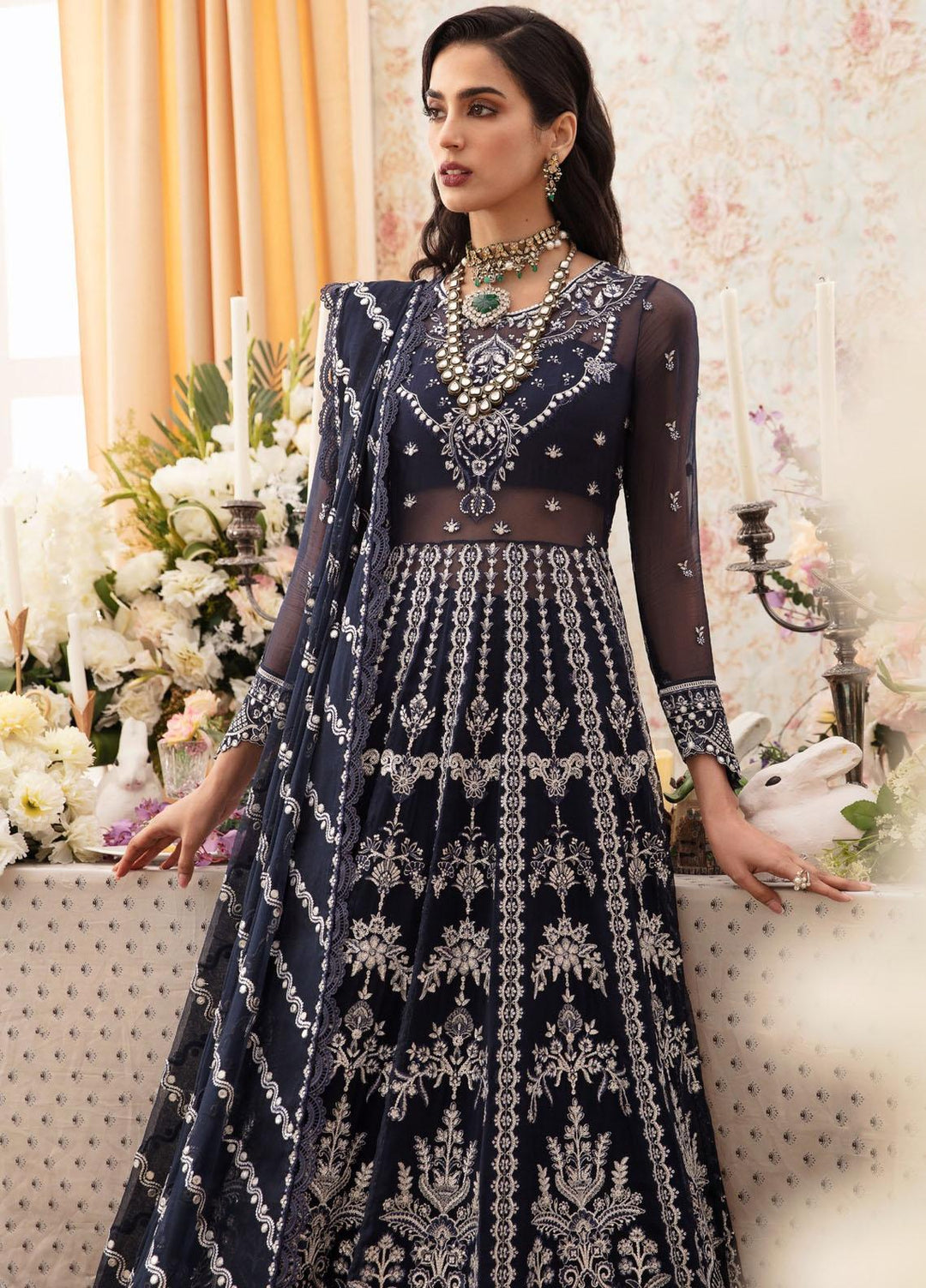 Ayzel By Afrozeh Embroidered Chiffon Suits Unstitched 3 Piece AAF24TW ADK-V1-02 Hemayal - Luxury Collection