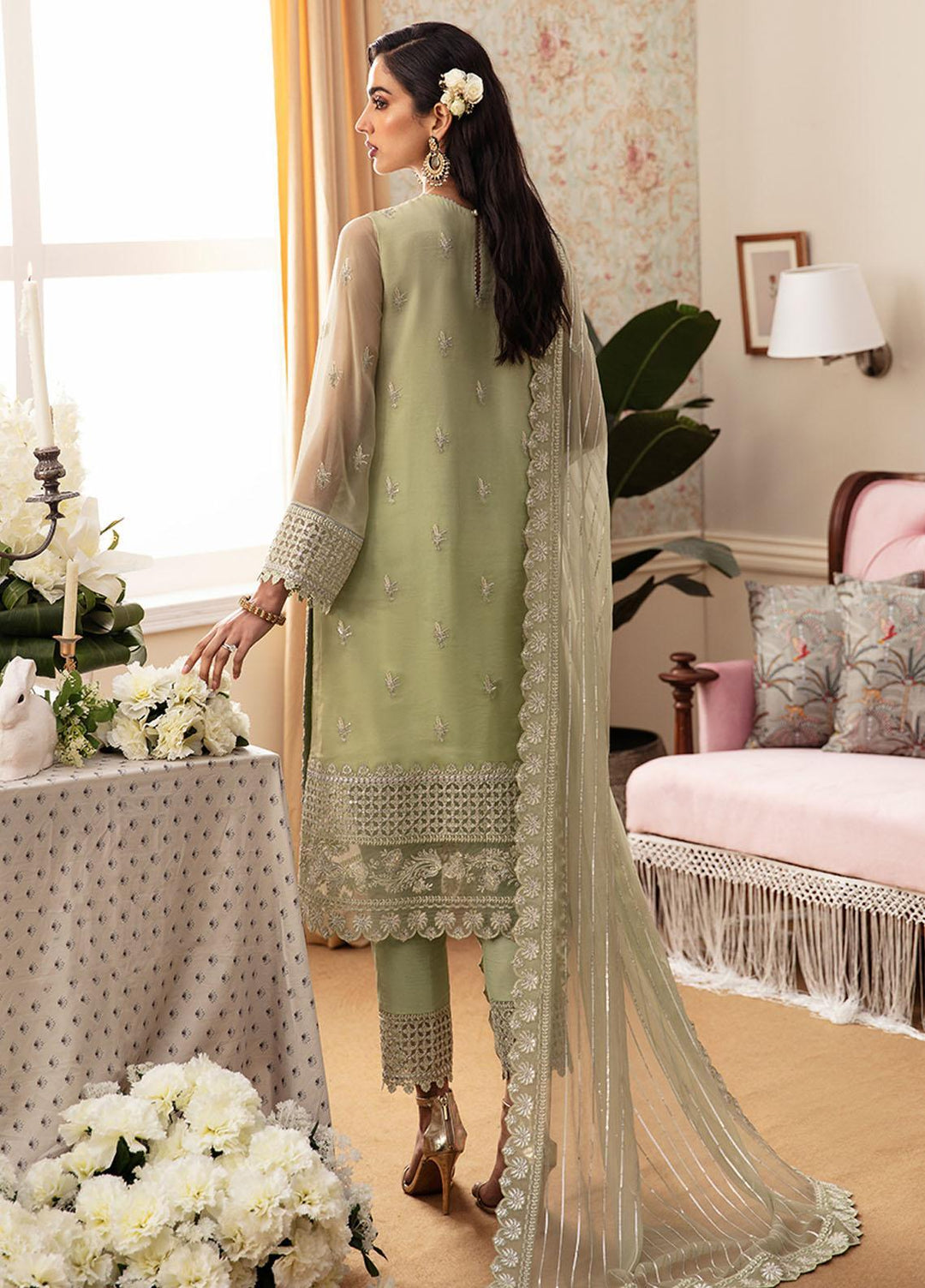 Ayzel By Afrozeh Embroidered Chiffon Suits Unstitched 3 Piece AAF24TW ADK-V1-03 Selina - Luxury Collection