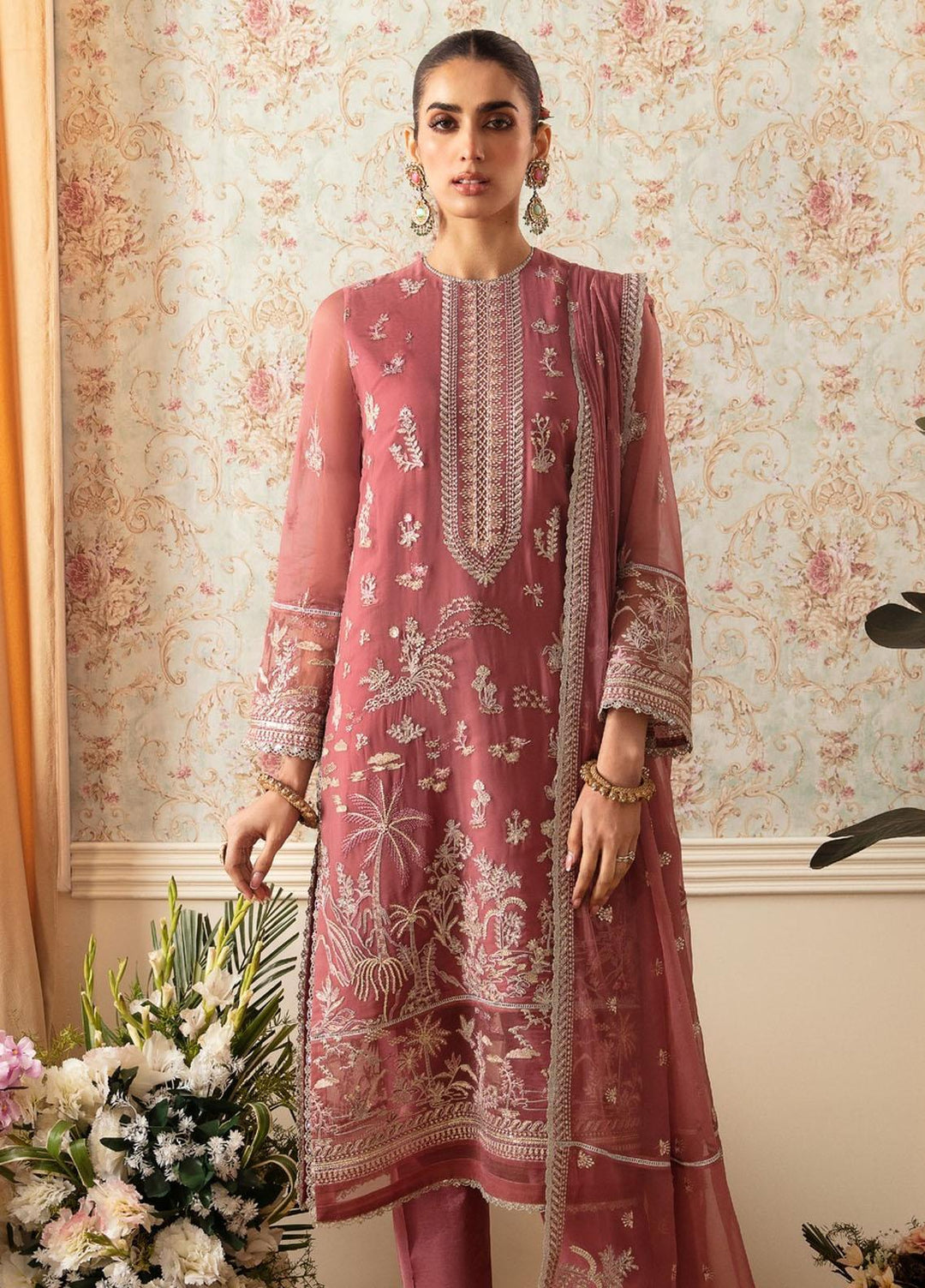 Ayzel By Afrozeh Embroidered Chiffon Suits Unstitched 3 Piece AAF24TW ADK-V1-05 Rosalie - Luxury Collection