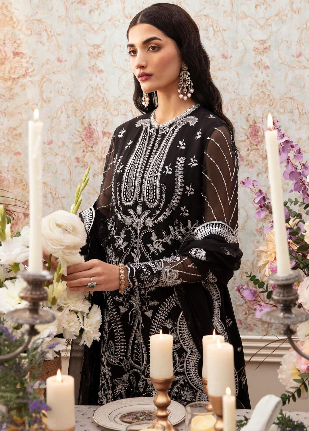 Ayzel By Afrozeh Embroidered Chiffon Suits Unstitched 3 Piece AAF24TW ADK-V1-06 Esme - Luxury Collection