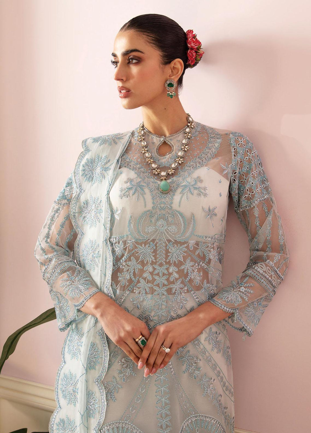 Ayzel By Afrozeh Embroidered Organza Suits Unstitched 3 Piece AAF24TW ADK-V1-07 Viana - Luxury Collection