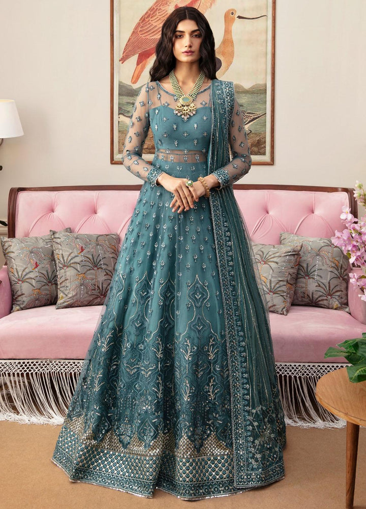 Ayzel By Afrozeh Embroidered Net Suits Unstitched 3 Piece AAF24TW ADK-V1-08 Lobelia - Luxury Collection