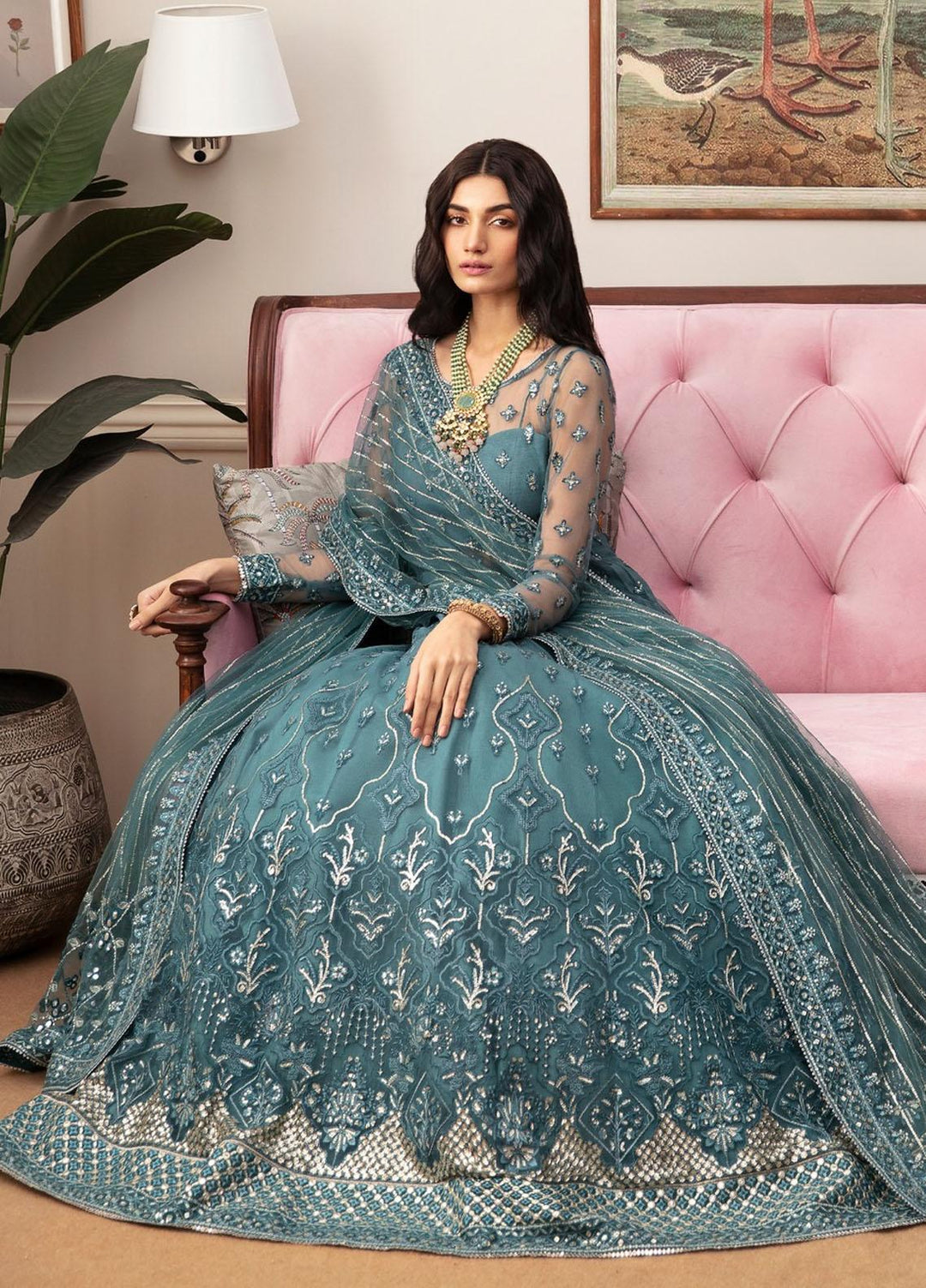 Ayzel By Afrozeh Embroidered Net Suits Unstitched 3 Piece AAF24TW ADK-V1-08 Lobelia - Luxury Collection
