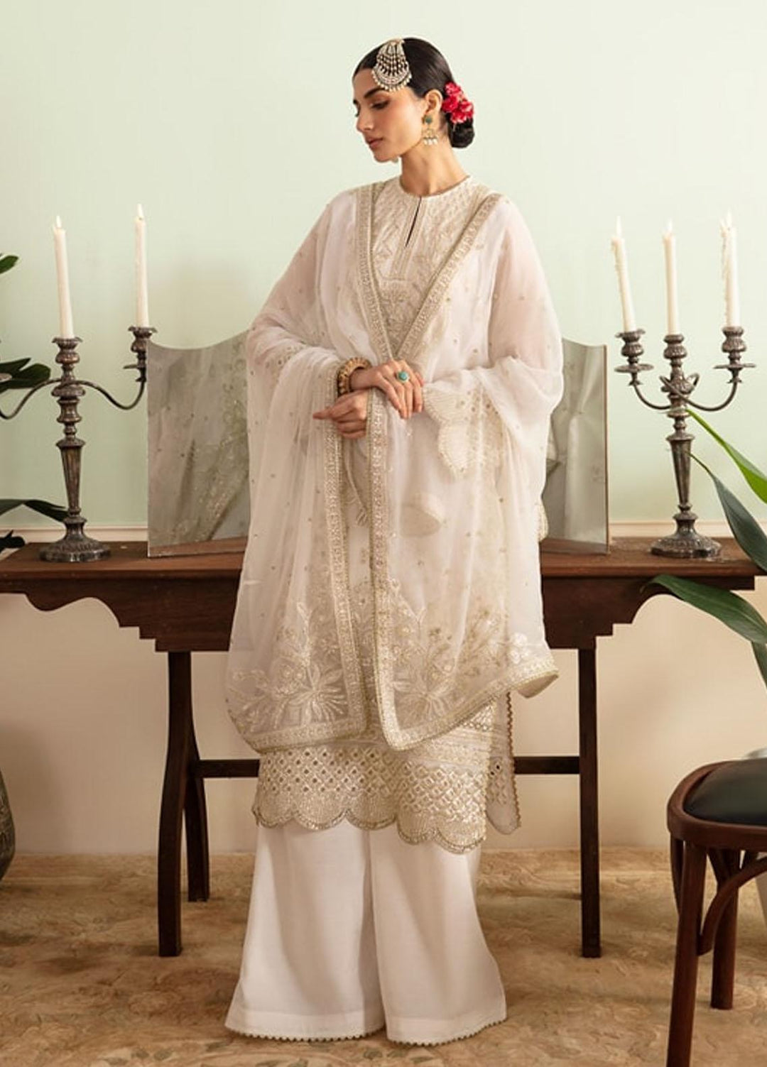 Ayzel By Afrozeh Embroidered Chiffon Suits Unstitched 3 Piece AAF24TW ADK-V1-09 Opal - Luxury Collection