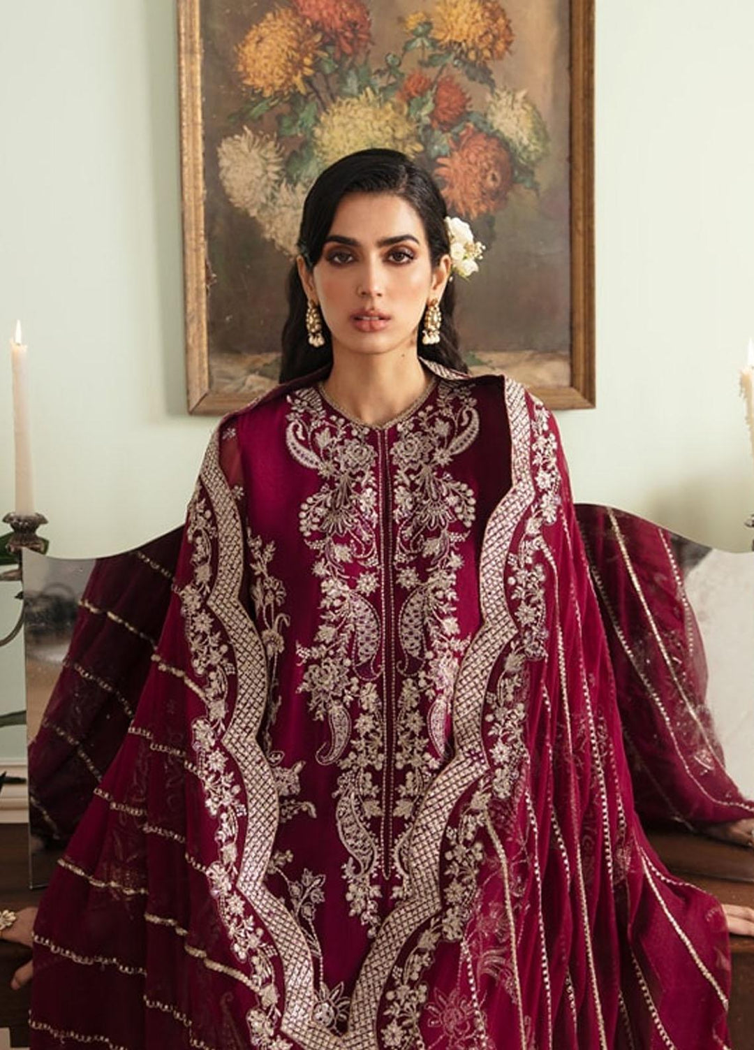 Ayzel By Afrozeh Embroidered Chiffon Suits Unstitched 3 Piece AAF24TW ADK-V1-10 Salvia - Luxury Collection