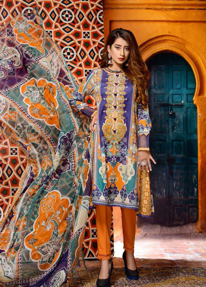 Azal By Zebaish Embroidered Lawn Suits Unstitched 3 Piece ZSH21A 02 - Summer Collection