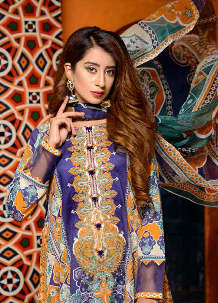 Azal By Zebaish Embroidered Lawn Suits Unstitched 3 Piece ZSH21A 02 - Summer Collection