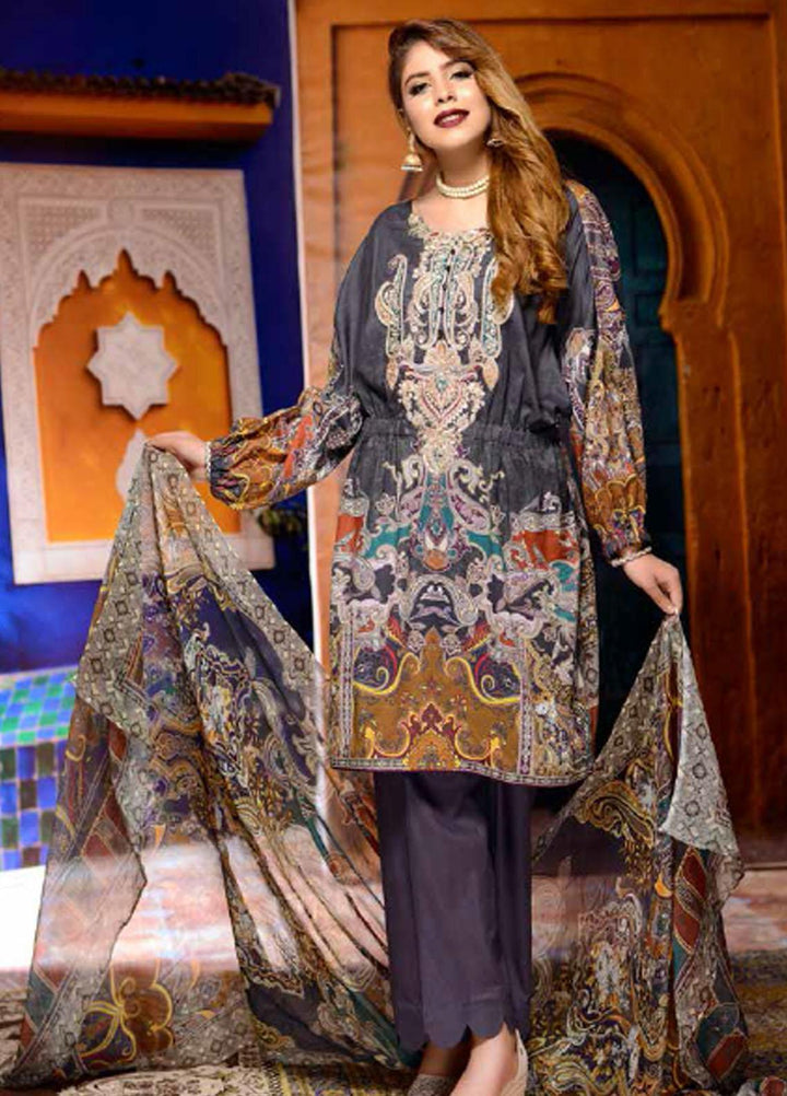 Azal By Zebaish Embroidered Lawn Suits Unstitched 3 Piece ZSH21A 08 - Summer Collection