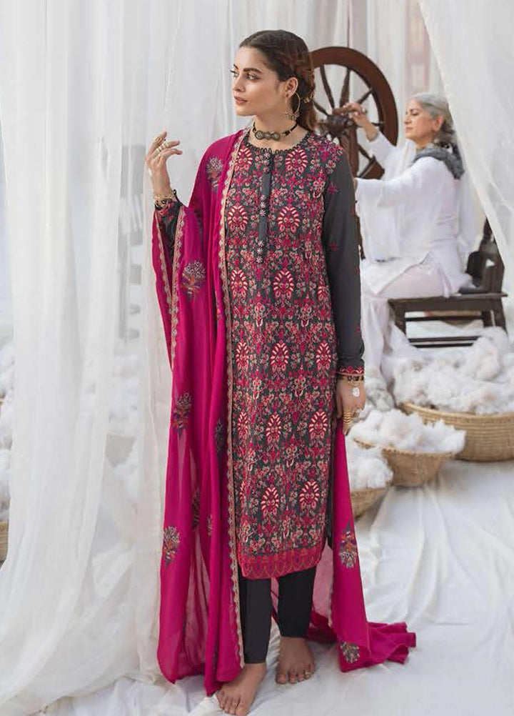 Azal by Cross Stitch Embroidered Cotton Satin Suits Unstitched 3 Piece CS21AS 01 WINSOME DREAM - Winter Collection