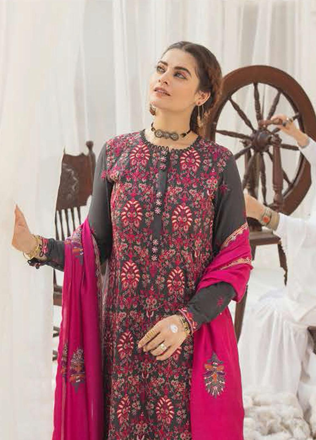 Azal by Cross Stitch Embroidered Cotton Satin Suits Unstitched 3 Piece CS21AS 01 WINSOME DREAM - Winter Collection