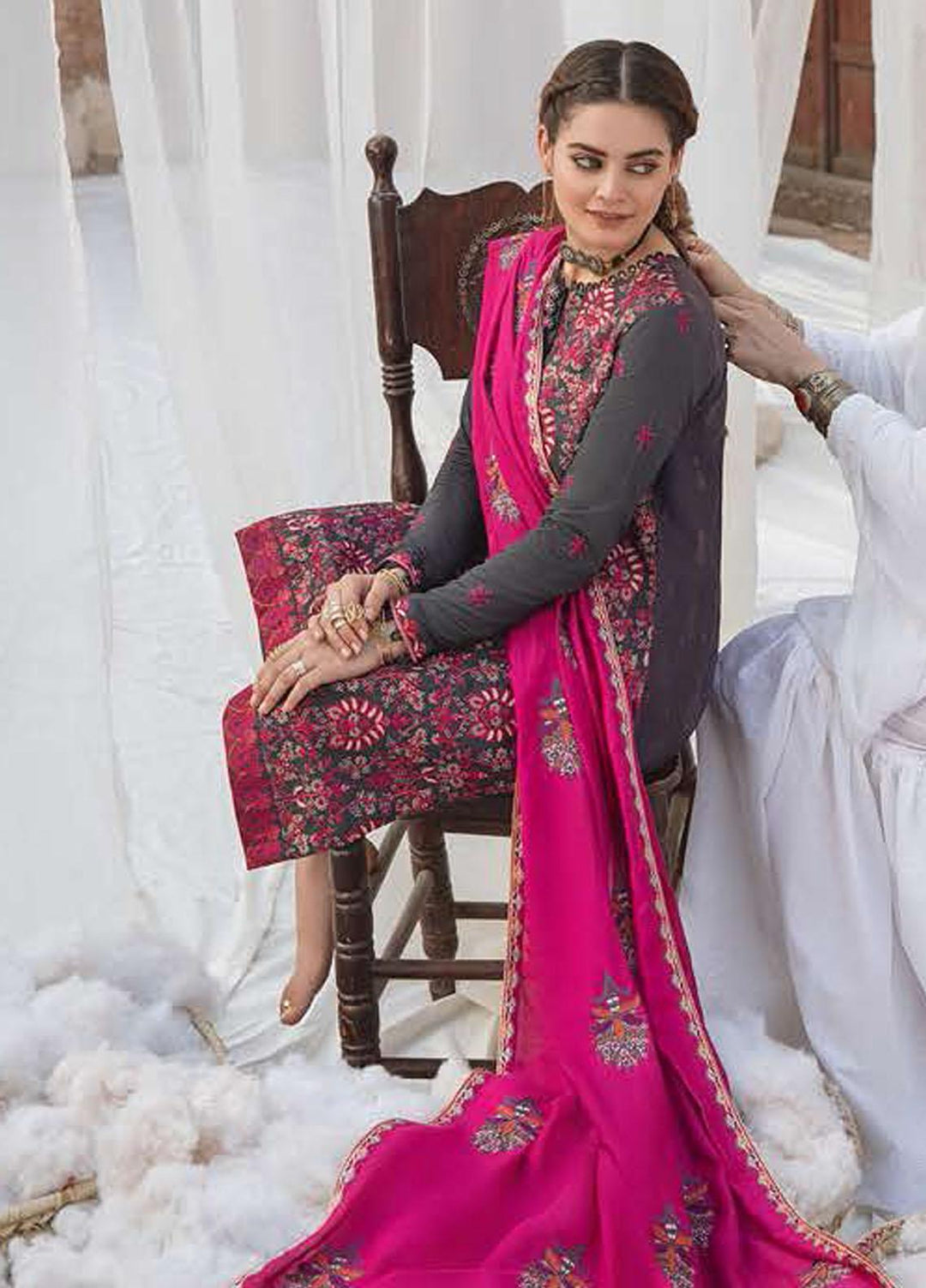 Azal by Cross Stitch Embroidered Cotton Satin Suits Unstitched 3 Piece CS21AS 01 WINSOME DREAM - Winter Collection