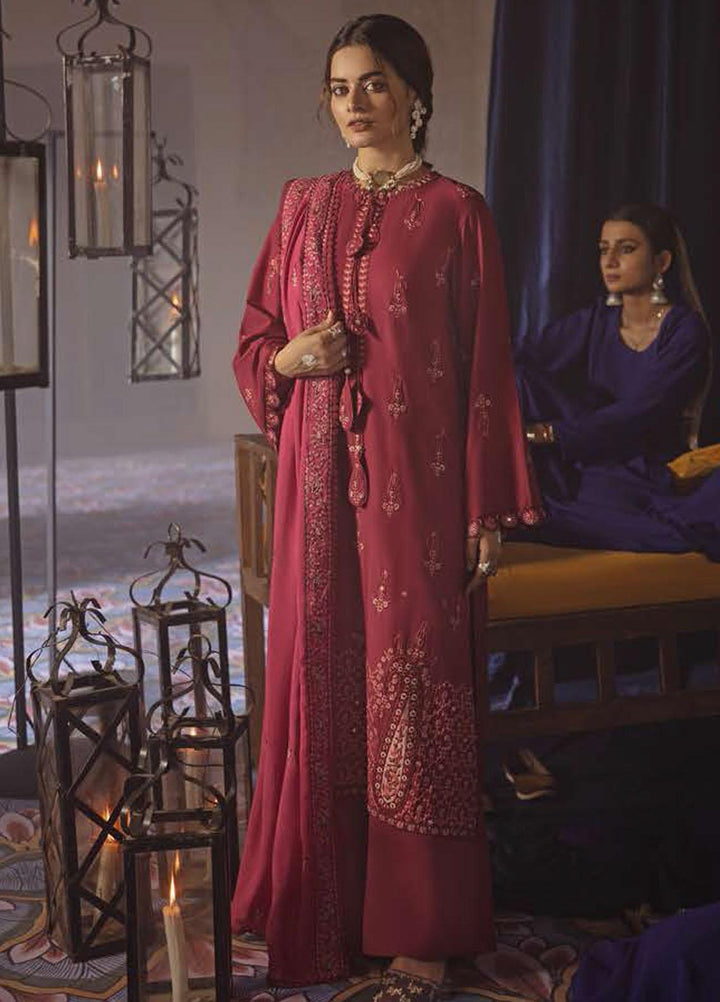 Azal by Cross Stitch Embroidered Cotton Satin Suits Unstitched 3 Piece CS21AS 05 CARMINE GLOW - Winter Collection