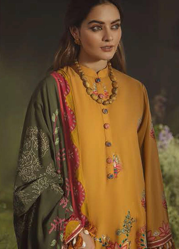 Azal by Cross Stitch Embroidered Cotton Satin Suits Unstitched 3 Piece CS21AS 08 AMBER ZINNIA - Winter Collection