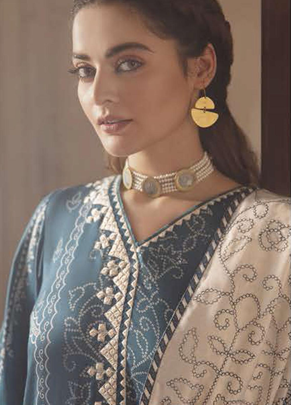 Azal by Cross Stitch Embroidered Cotton Satin Suits Unstitched 3 Piece CS21AS 09 TEAL RADIANT - Winter Collection