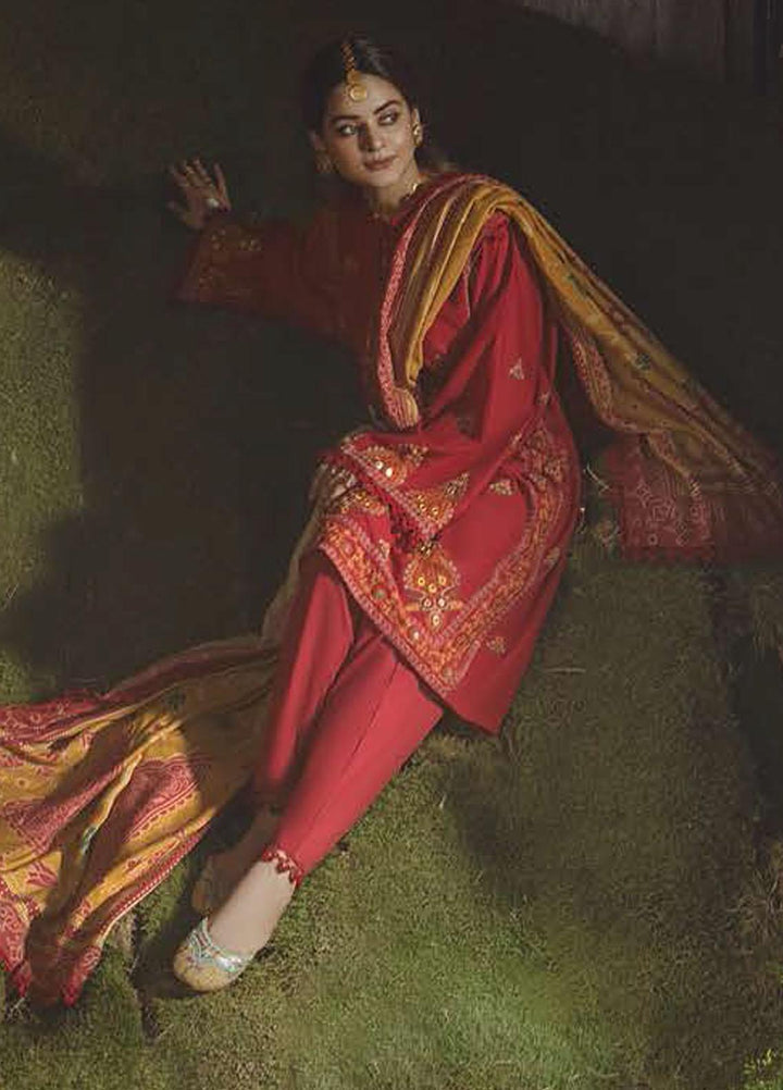 Azal by Cross Stitch Embroidered Cotton Satin Suits Unstitched 3 Piece CS21AS 10 ARABESQUE SANGRIA - Winter Collection