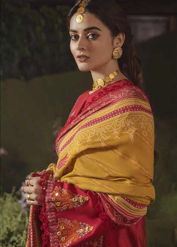 Azal by Cross Stitch Embroidered Cotton Satin Suits Unstitched 3 Piece CS21AS 10 ARABESQUE SANGRIA - Winter Collection