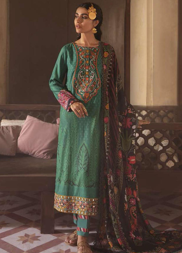 Azal by Cross Stitch Embroidered Cotton Satin Suits Unstitched 3 Piece CS21AS 11 JADE HUES - Winter Collection