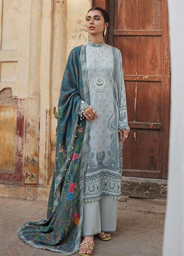 Azal by Cross Stitch Embroidered Cotton Satin Suits Unstitched 3 Piece CS21AS 15 SKY HAZE - Winter Collection