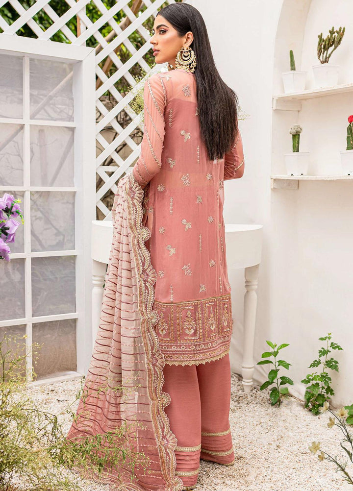 A'La Mode By Gisele Embroidered Chiffon Suits Unstitched 3 Piece GL22A Azalea - Luxury Collection