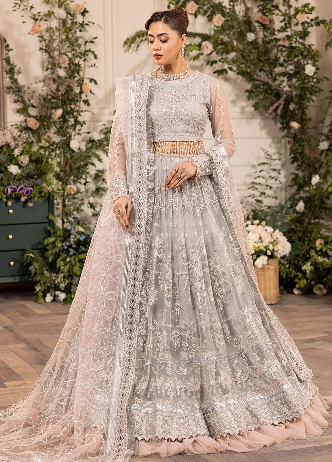 Azalea By House of Nawab Embroidered Net Suit Unstitched 3 Piece HON24A D-05 Farshi - Formal Collection