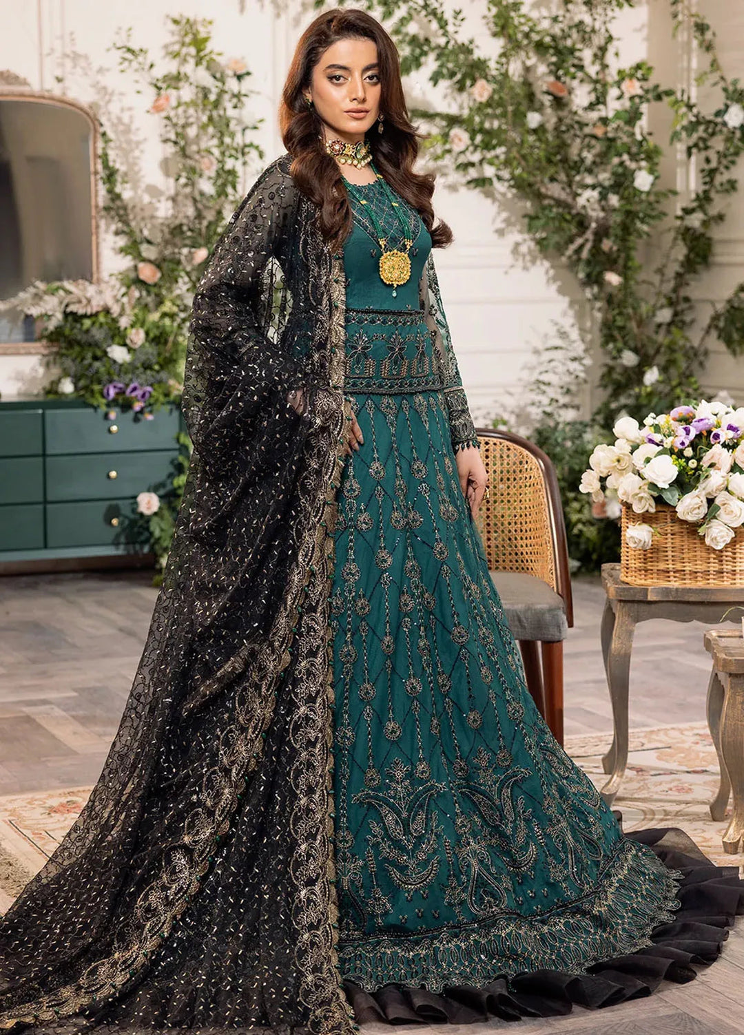 Azalea By House of Nawab Embroidered Net Suit Unstitched 3 Piece HON24A D-06 Daarvi - Formal Collection