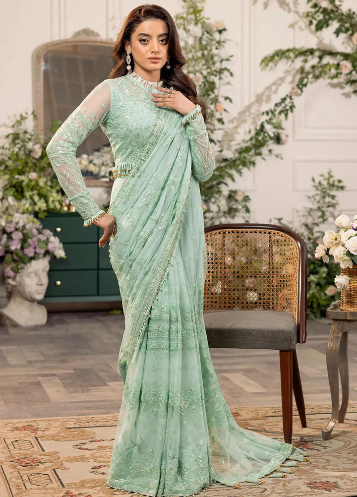 Azalea By House of Nawab Embroidered Net Suit Unstitched Saree HON24A D-02 Muheeb - Formal Collection