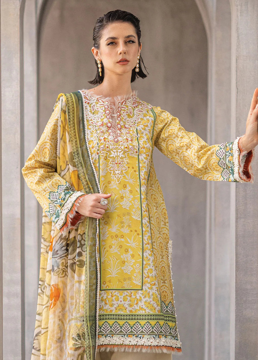 Azalea by Roheenaz Printed Lawn Suit Unstitched 3 Piece RNZ24A Celestial Silk RNZ-03A - Summer Collection
