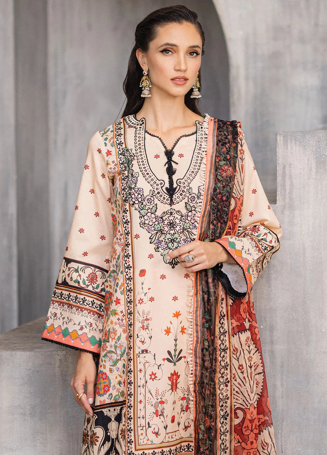 Azalea by Roheenaz Printed Lawn Suit Unstitched 3 Piece RNZ24A Enchanting Eden RNZ-01B - Summer Collection