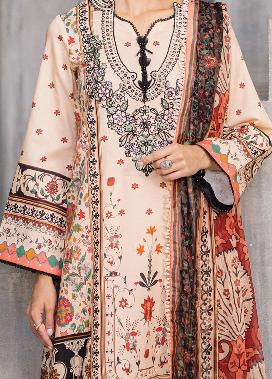 Azalea by Roheenaz Printed Lawn Suit Unstitched 3 Piece RNZ24A Enchanting Eden RNZ-01B - Summer Collection
