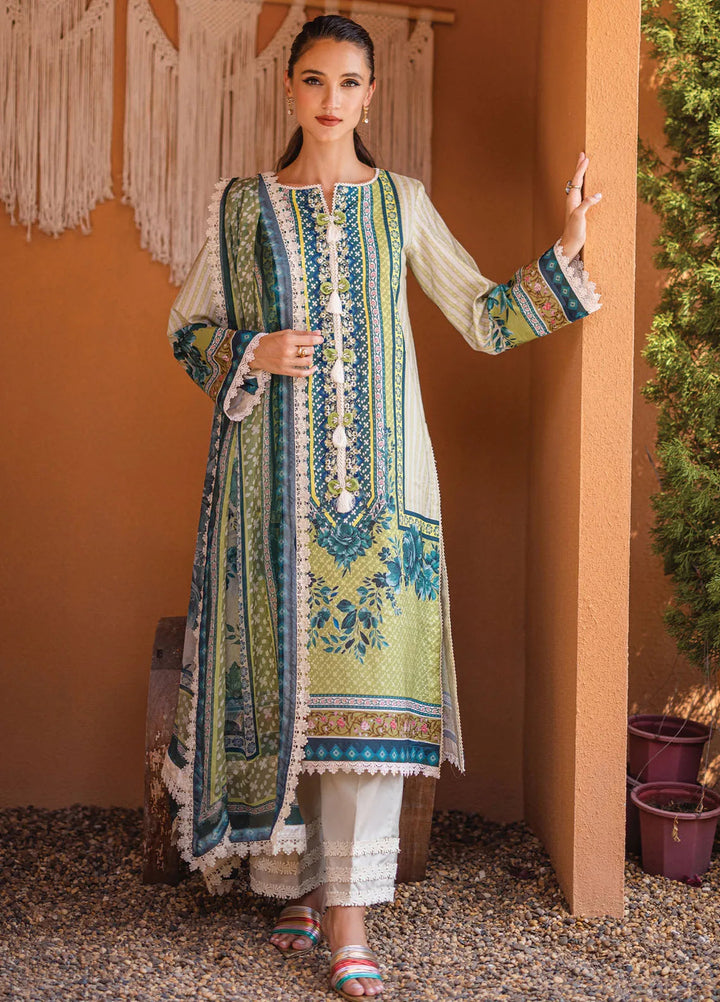 Azalea by Roheenaz Printed Lawn Suit Unstitched 3 Piece RNZ24A Ivory Elegance RNZ-07A - Summer Collection