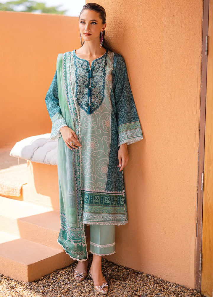 Azalea by Roheenaz Printed Lawn Suit Unstitched 3 Piece RNZ24A Ocean Breeze RNZ-02B - Summer Collection