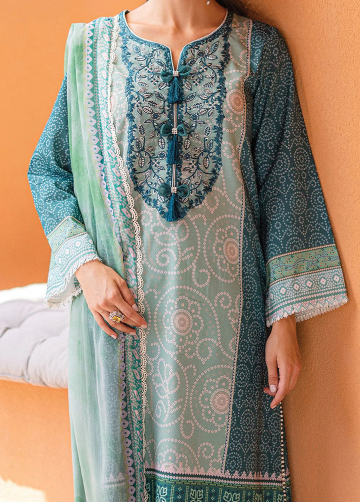 Azalea by Roheenaz Printed Lawn Suit Unstitched 3 Piece RNZ24A Ocean Breeze RNZ-02B - Summer Collection