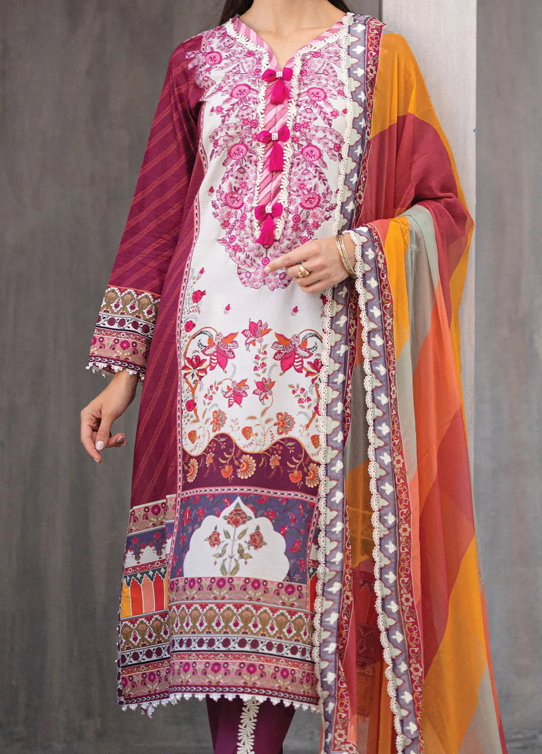 Azalea by Roheenaz Printed Lawn Suit Unstitched 3 Piece RNZ24A Orchid Oasis RNZ-05B - Summer Collection