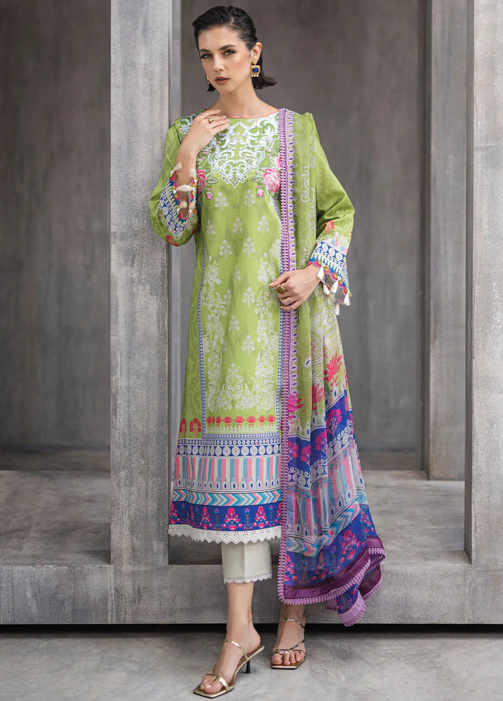 Azalea by Roheenaz Printed Lawn Suit Unstitched 3 Piece RNZ24A Serene Seafoam RNZ-08B - Summer Collection