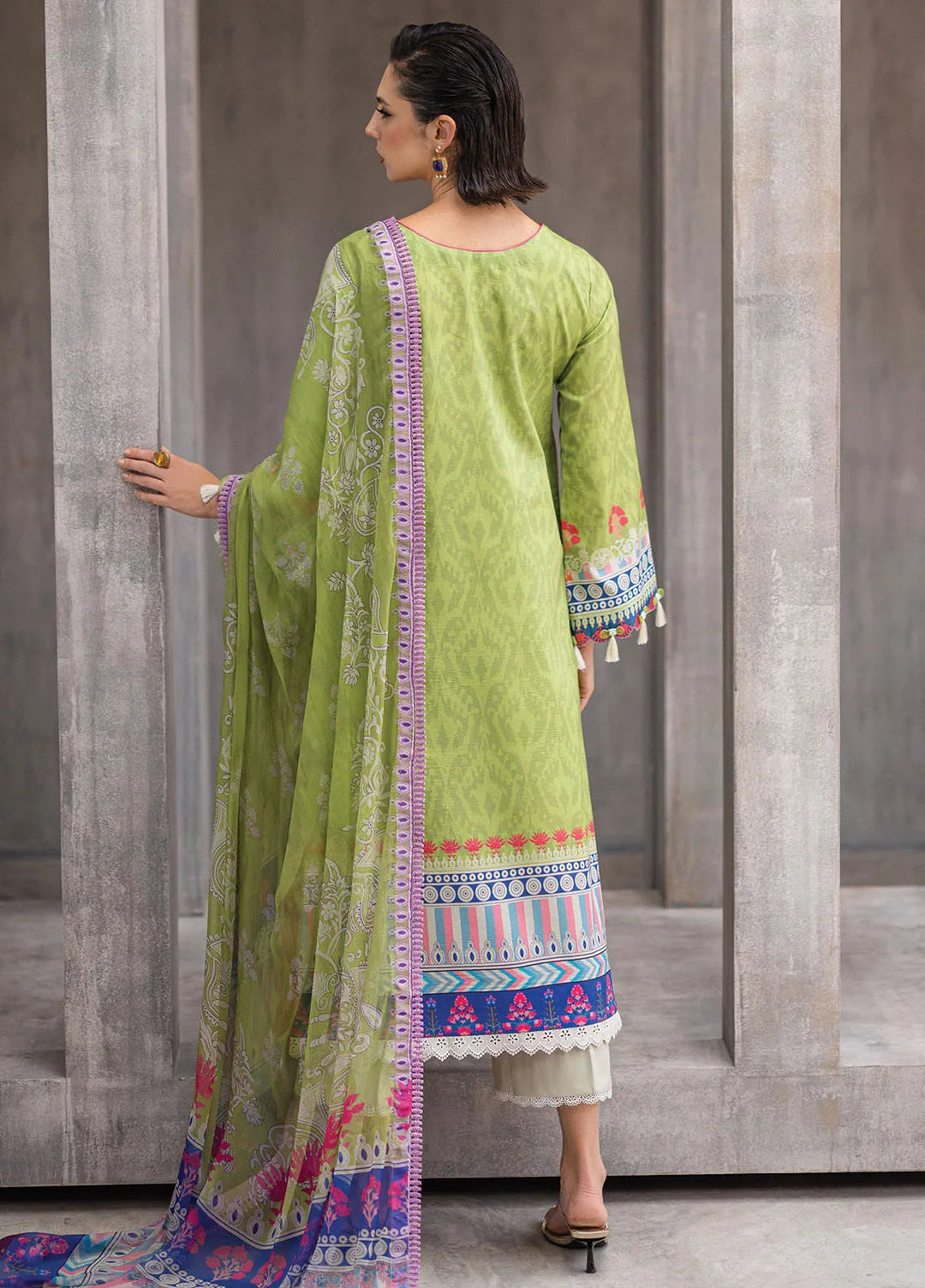 Azalea by Roheenaz Printed Lawn Suit Unstitched 3 Piece RNZ24A Serene Seafoam RNZ-08B - Summer Collection
