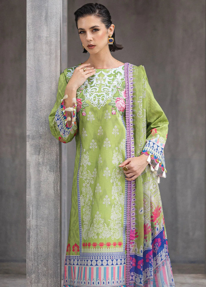 Azalea by Roheenaz Printed Lawn Suit Unstitched 3 Piece RNZ24A Serene Seafoam RNZ-08B - Summer Collection