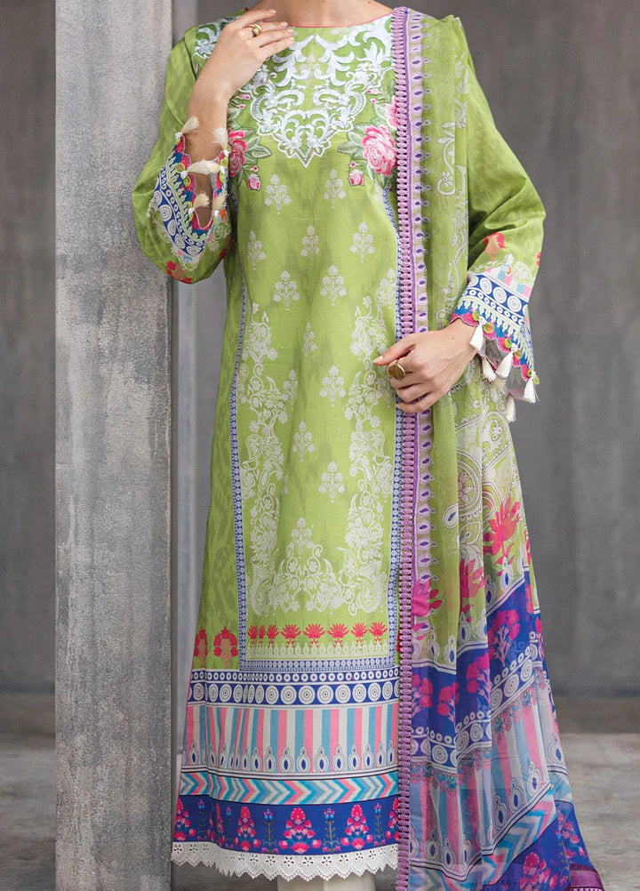 Azalea by Roheenaz Printed Lawn Suit Unstitched 3 Piece RNZ24A Serene Seafoam RNZ-08B - Summer Collection