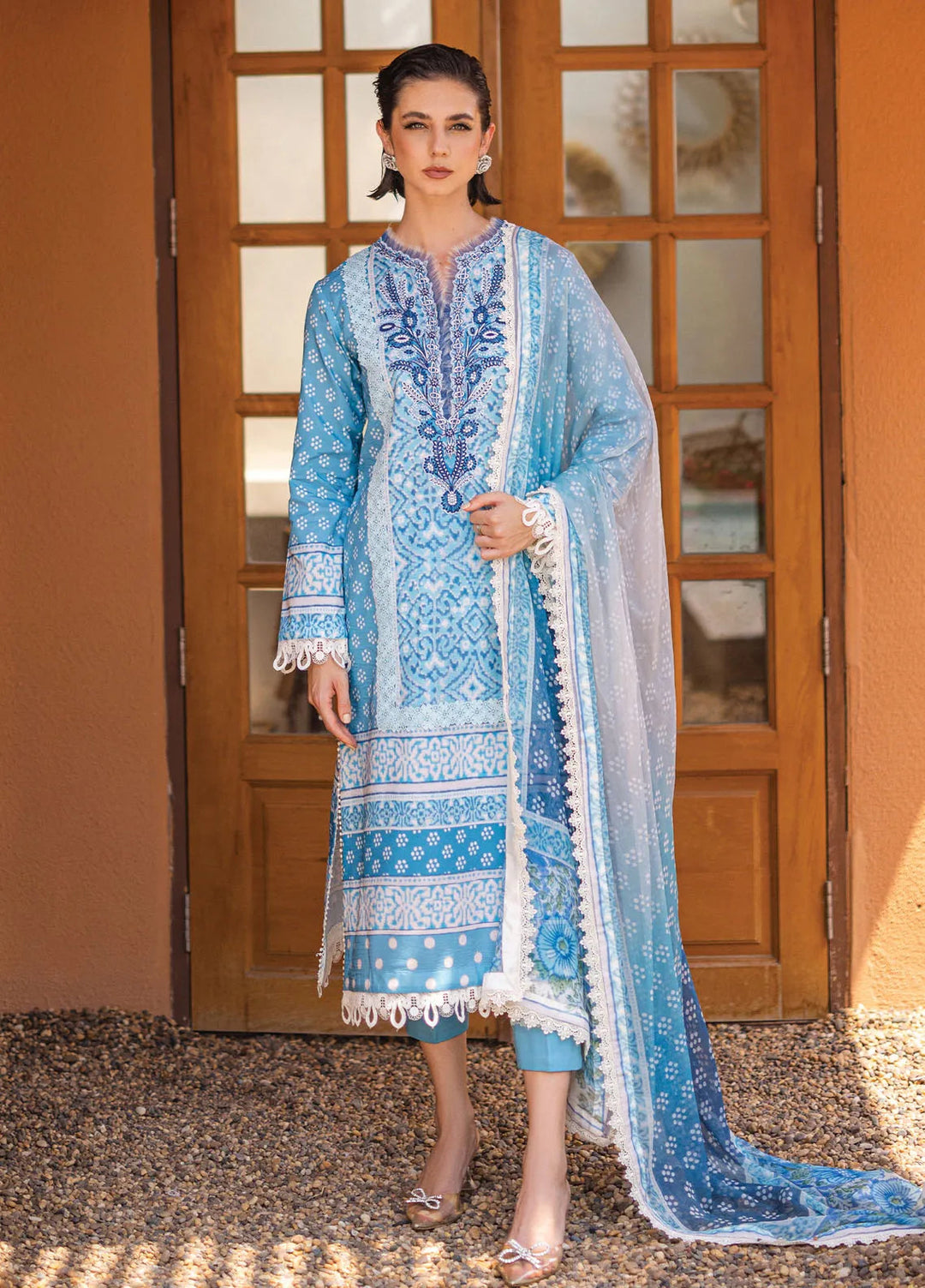Azalea by Roheenaz Printed Lawn Suit Unstitched 3 Piece RNZ24A Starlit Sky RNZ-06A - Summer Collection