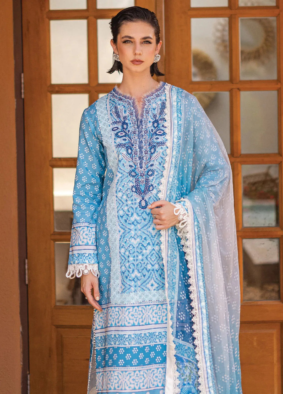 Azalea by Roheenaz Printed Lawn Suit Unstitched 3 Piece RNZ24A Starlit Sky RNZ-06A - Summer Collection