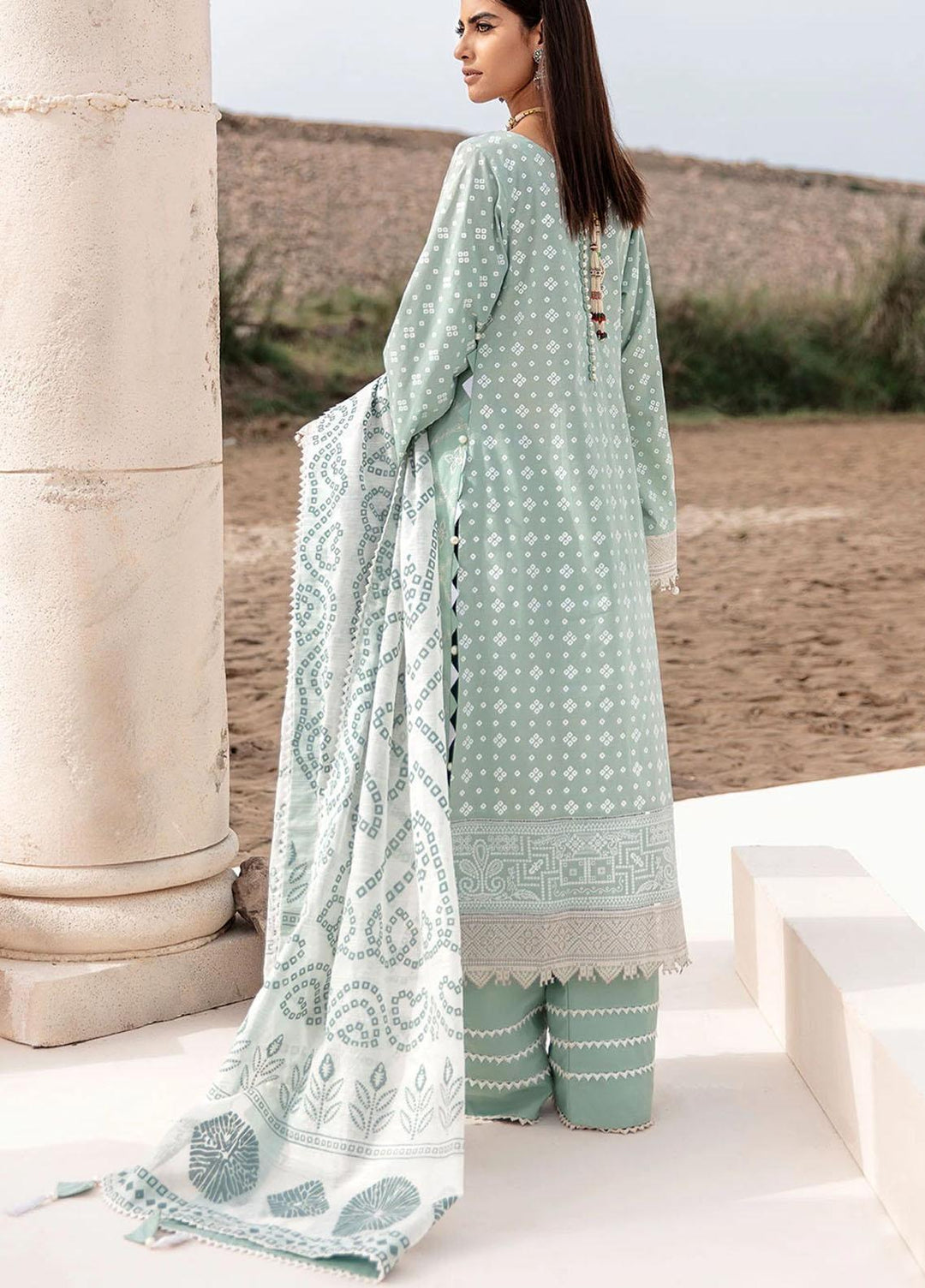 Azalea Embroidered Lawn Suits Unstitched 3 Piece AZA21F 06 Mint Green - Festive Collection
