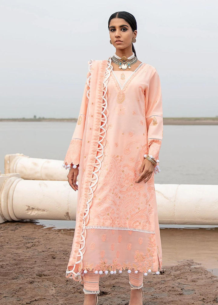Azalea Embroidered Lawn Suits Unstitched 3 Piece AZA21F 08 Peach - Festive Collection