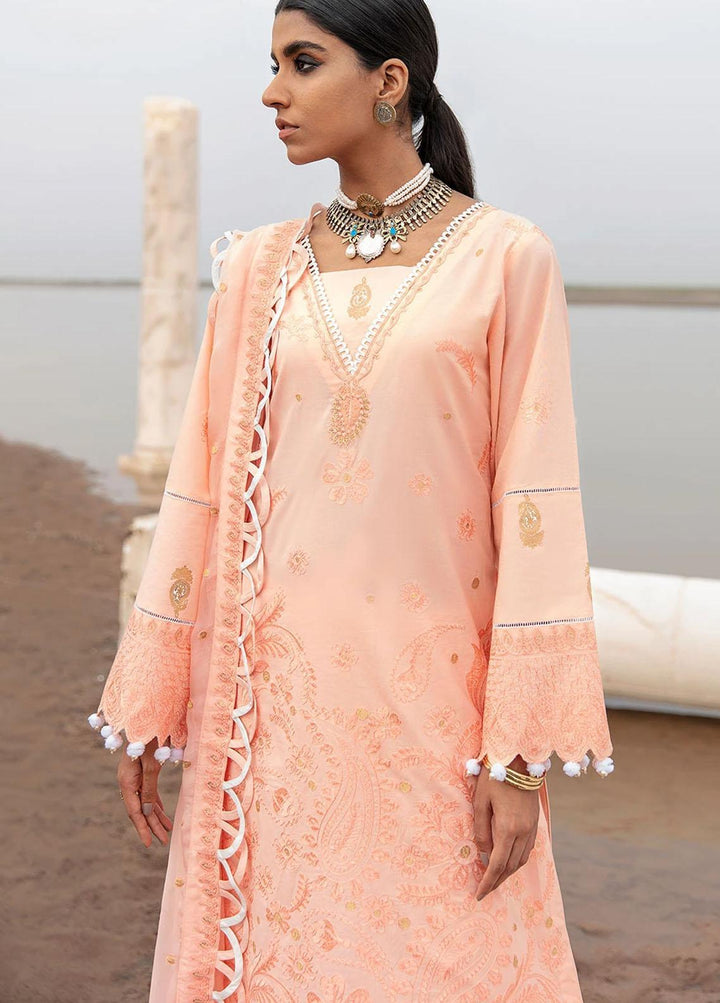 Azalea Embroidered Lawn Suits Unstitched 3 Piece AZA21F 08 Peach - Festive Collection