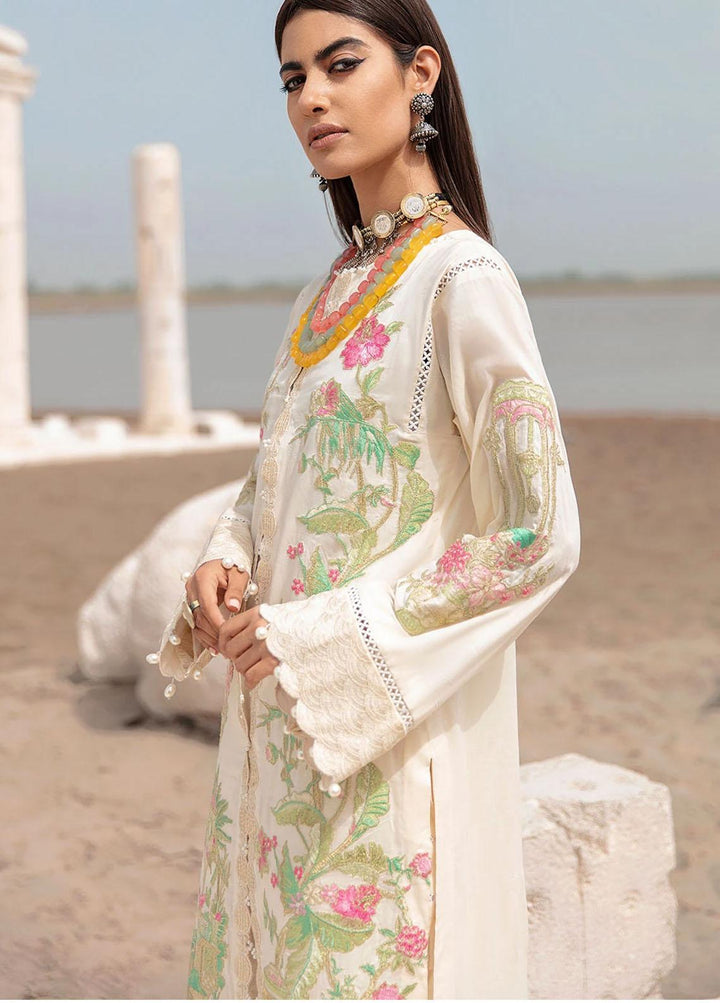 Azalea Embroidered Lawn Suits Unstitched 3 Piece AZA21F 10 Off White - Festive Collection