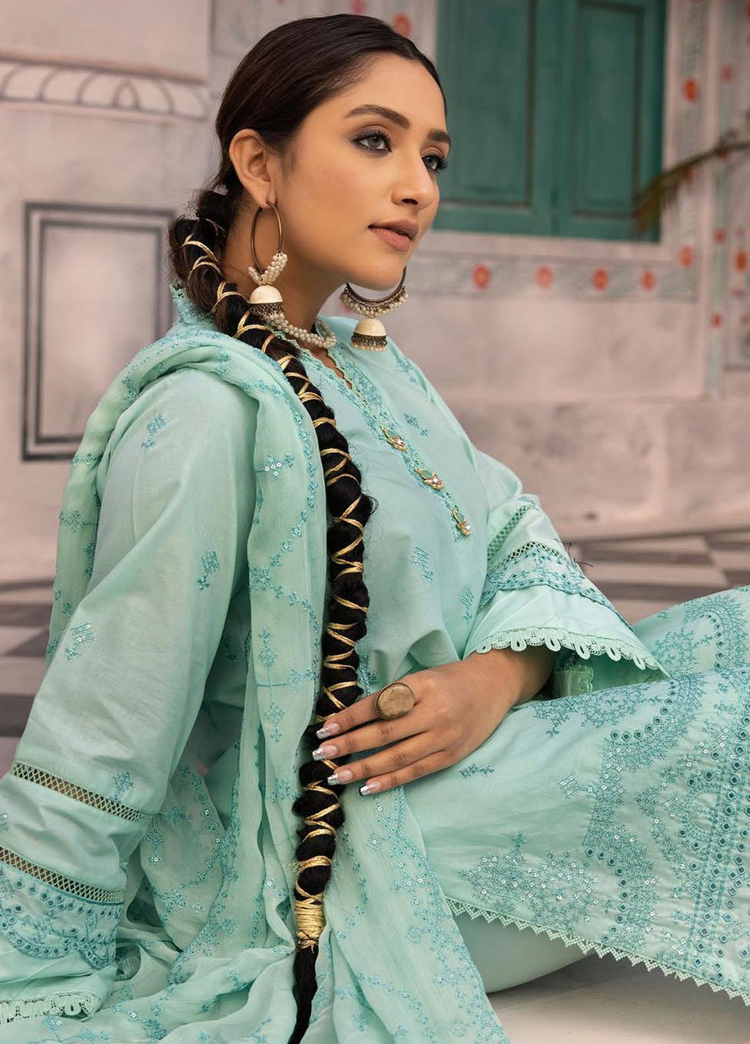 Azure By Aalaya Embroidered Lawn Suits Unstitched 3 Piece ALY23A D-3 - Summer Collection