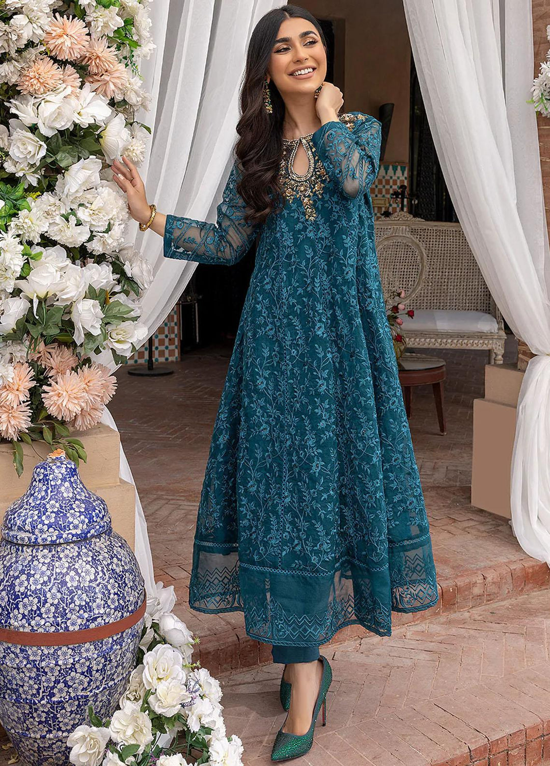 Azure Luxury Pret   2 Piece Dress Emerald Sea ES292
